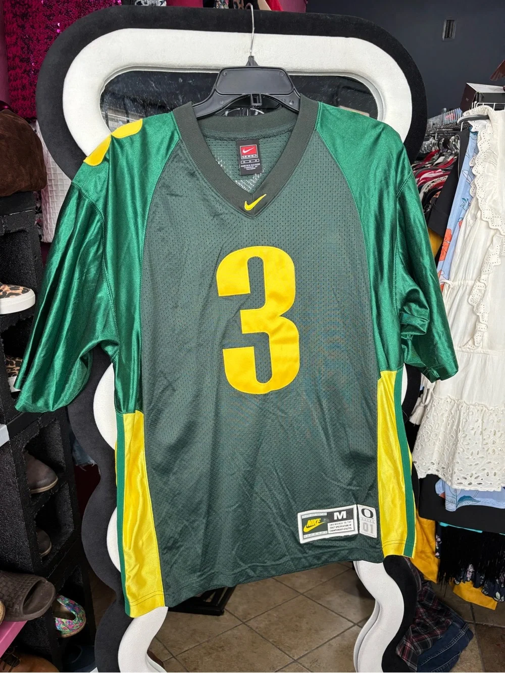 Nike Men’s Green & Yellow Number 3 Football Jersey